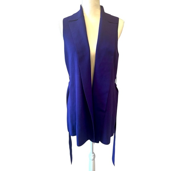 M.M. Lafleur Amethyst Purple Jardigan Sleeveless Knit Blazer Vest Size Medium - Picture 2 of 11